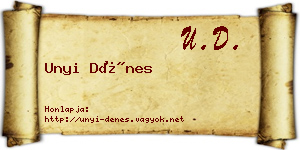 Unyi Dénes névjegykártya